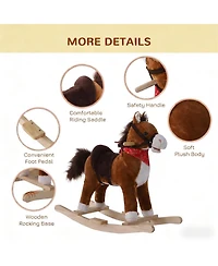 Yobtop Plush Rocking Horse with Realistic Galloping Sounds, 88 lbs Capacity, Ages 3+