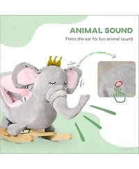Yobtop Elephant Rocking Chair - Toddler Plush Rocker with Sound Effects, Safety Belt, Sturdy Frame