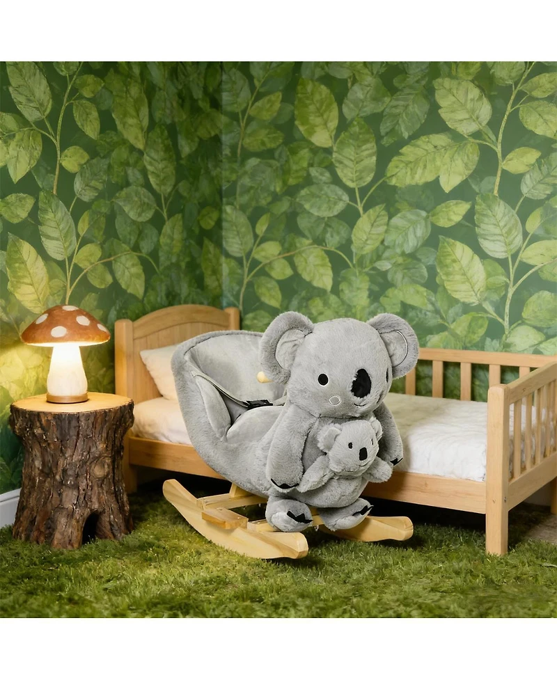 Yobtop Koala-shaped Rocker - Kids Rocking Horse with Realistic Sounds, Soft Plush Body, Sturdy Metal Frame, Balance Development