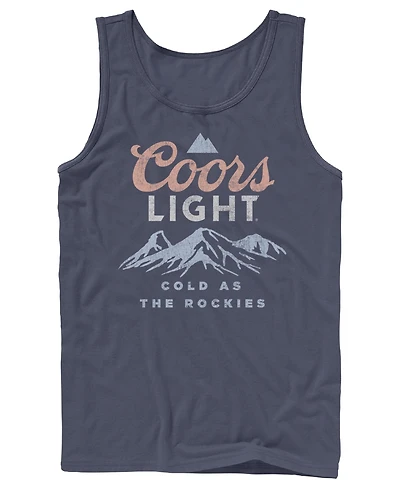 Fifth Sun Men's Coors Light Cold as the Rockies Mountain Logo Graphic Tank Top