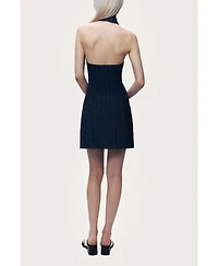 Nocturne Women's Pinstripe Double-Breasted Halter Mini Dress