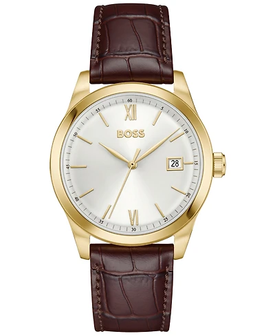 Hugo Boss Men's Langford Quartz Brown Leather Watch 39mm