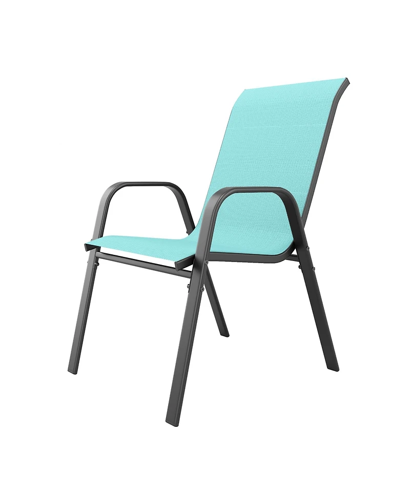 Mondawe 4-Piece Outdoor Dining Chairs Set, Teslin Fabric and Metal Frame