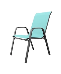 Mondawe 4-Piece Outdoor Dining Chairs Set, Teslin Fabric and Metal Frame