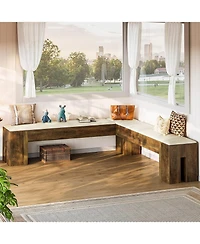 Tribesigns L-Shaped Bench with Cushion, 61-Inch Corner Dining Bench