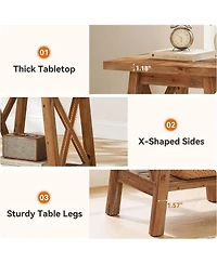 Tribesigns Solid Wood End Table, Square Side Table,2-Tier,Farmhouse