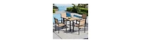 Erommy Outdoor Patio Dining Set With 1 Square Patio Table and 4 Pvc-coated polyester Stackable Chairs, Patio Dining Furniture