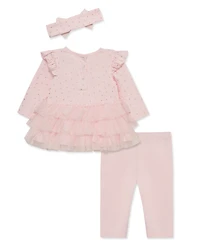 Little Me Baby Girls' Dot Shine Tutu Top, Leggings and Headband, 3-Piece Set