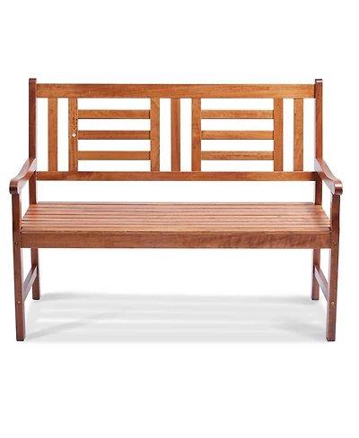 Slickblue Wood Patio Bench with Backrest Outdoor Seating for Garden and Porch