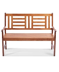 Slickblue Wood Patio Bench with Backrest Outdoor Seating for Garden and Porch