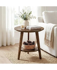 Tribesigns Round Side Table with Storage Shelf