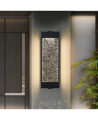 Asagikoiai 19" Modern Led Outdoor Wall Light, Bubble Crystal Waterproof Sconce