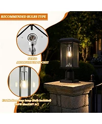 Asagikoiai Dusk to Dawn Outdoor Post Light, Waterproof Aluminum Pathway Pole Lamp