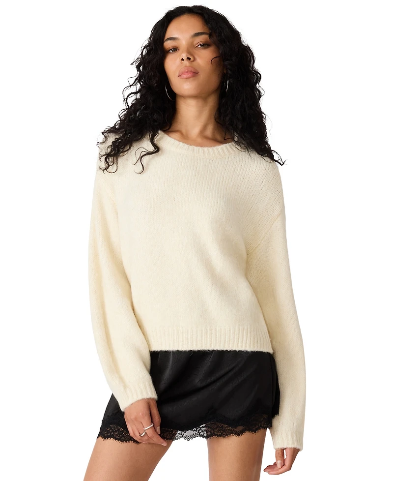 Steve Madden Women's Carmen Crewneck Fuzzy-Knit Sweater