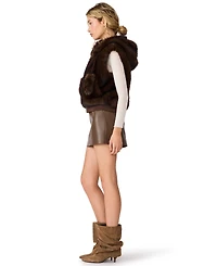Steve Madden Women's Hooded Faux Fur Sophee Vest