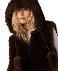 Steve Madden Women's Hooded Faux Fur Sophee Vest