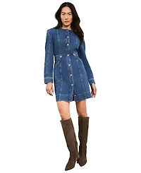 Mint Velvet Women's Denim Puff Sleeve Mini Dress