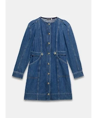 Mint Velvet Women's Denim Puff Sleeve Mini Dress