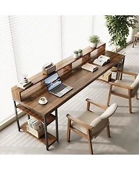 Tribesigns 78" 2-Person Gaming Desk with Storage Shelves