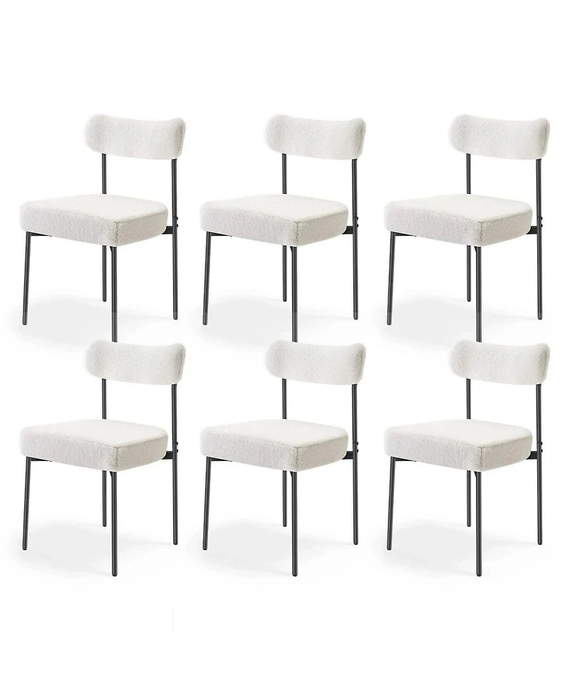 Slickblue Set of 6 Upholstered Dining Chairs with Curved Back and Legs