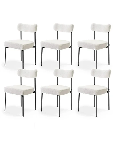 Slickblue Set of 6 Upholstered Dining Chairs with Curved Back and Legs
