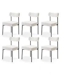 Slickblue Set of 6 Upholstered Dining Chairs with Curved Back and Legs