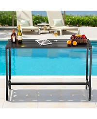 Slickblue 55x15in Patio Bar Table with Sturdy Metal Frame for Indoor Outdoor Use
