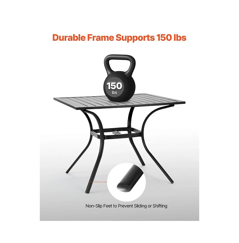 Slickblue 37in Metal Patio Bistro Table with Umbrella Hole for Garden and Porch
