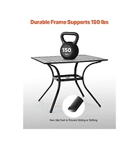 Slickblue 37in Metal Patio Bistro Table with Umbrella Hole for Garden and Porch