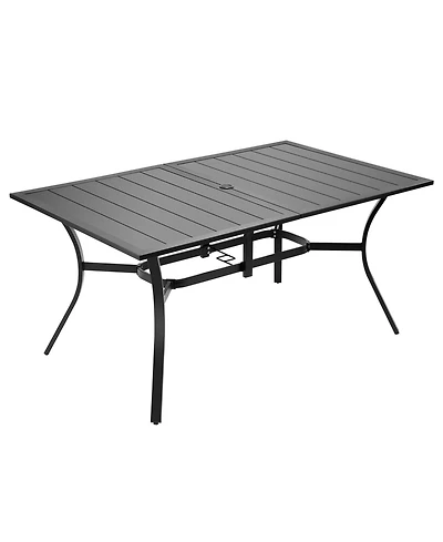 Slickblue 59in Backyard Bistro Table with Metal Frame and Umbrella Hole Outdoor Table