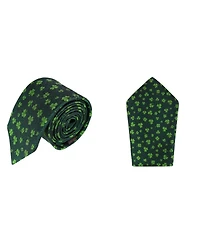 Trafalgar Men's Shamrock Novelty Silk Pocket Square and Necktie Bundle