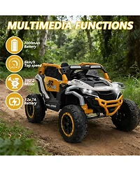 Yobtop Ride-On Truck with Remote Control, 2-Seater, 12V, Ages 3+
