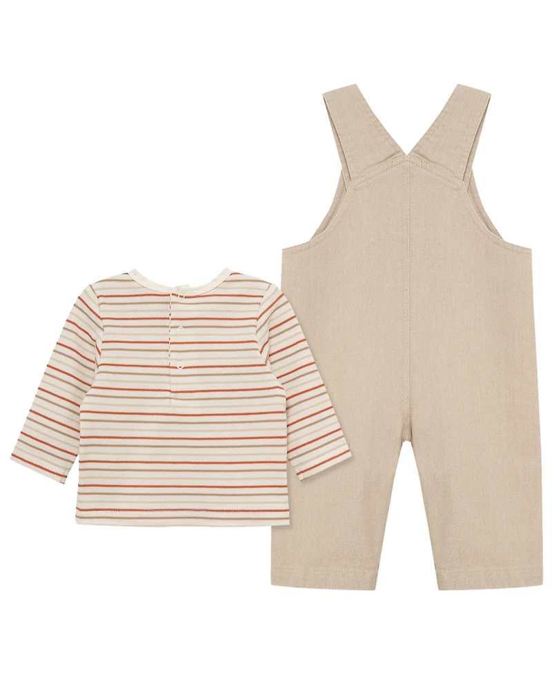 Little Me Baby Boys' Crewneck T-Shirt and Safari Overall, 2-Piece Set