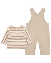 Little Me Baby Boys' Crewneck T-Shirt and Safari Overall, 2-Piece Set