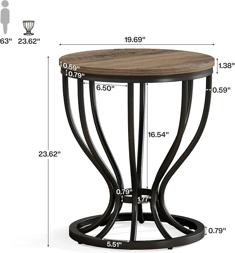 Tribesigns End Side Table for Living Room, Narrow Couch Arm Side Table