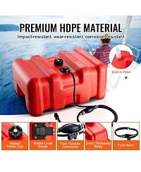 Sevorley Portable Marine Fuel Tank, 12 Gallon 55L Outboard Boat Gas Tank with Hose