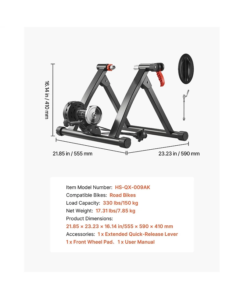 Sevorley Foldable Magnetic Bike Trainer Stand, 6-Level Resistance, 26-29 in and 700C Wheels