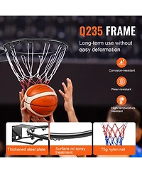 Sevorley 18-Inch Flex Basketball Rim, Heavy-Duty Steel Breakaway Goal with Double Spring and Net