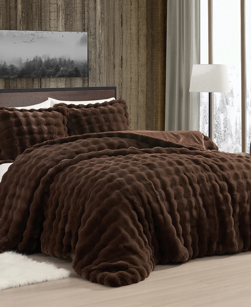 Alpine Cabin Bubble Faux Fur 3-Piece Comforter Set