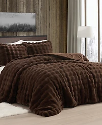 Alpine Cabin Bubble Faux Fur 3-Piece Comforter Set