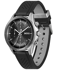 Hugo Boss Men's Bossletic Quartz Chrono Black & Grey Silicone Watch 43.40mm