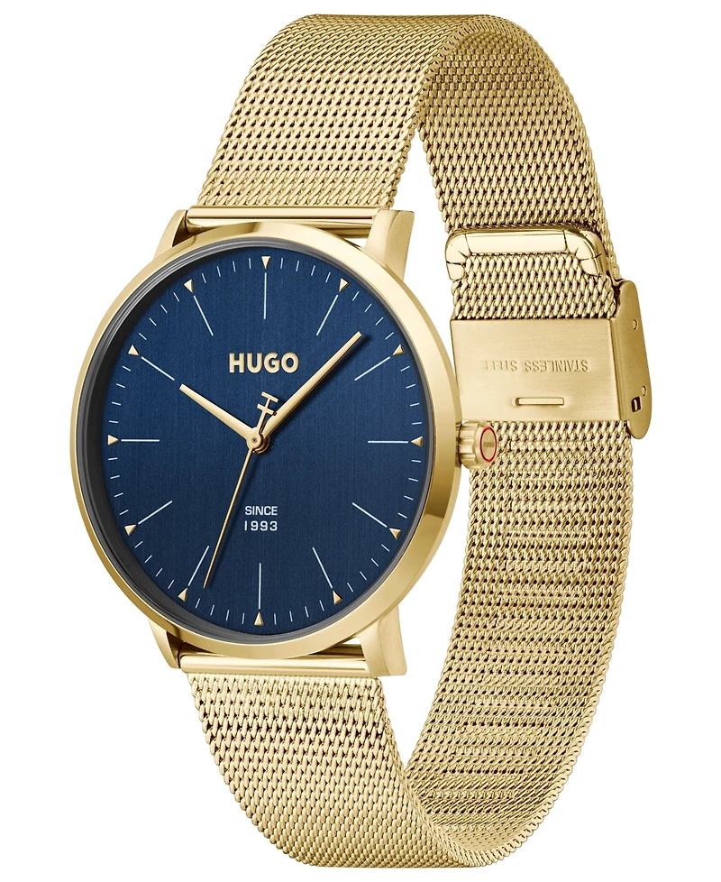 Hugo Boss Men's Style Quartz Ionic Plated Thin Gold Steel Watch 40mm