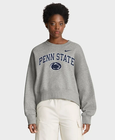 Women's Nike Heather Gray Penn State Nittany Lions Oversized Phoenix Arch Pullover Sweatshirt