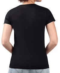 Women's G-iii 4Her by Carl Banks Black Cincinnati Reds Super-Slim Fit Lightweight Retro Roses V-Neck T-Shirt