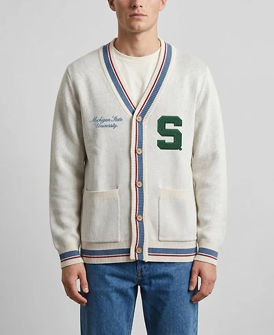 Men's and Women's Uscape Apparel Natural Michigan State Spartans Americana Striped Full-Button Cardigan