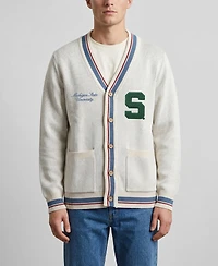 Men's and Women's Uscape Apparel Natural Michigan State Spartans Americana Striped Full-Button Cardigan