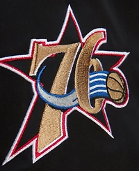 Mitchell & Ness Men's Black Philadelphia 76ers Hardwood Classics Blackout Collection Satin Full-Zip Jacket