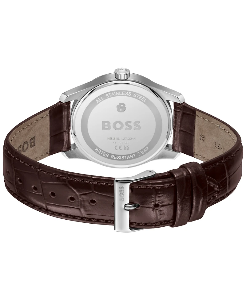 Hugo Boss Men's Principle Quartz Brown Calfskin Leather Watch 37mm