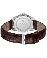 Hugo Boss Men's Principle Quartz Brown Calfskin Leather Watch 37mm