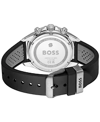 Hugo Boss Men's Bossletic Quartz Chrono Black & Grey Silicone Watch 43.40mm